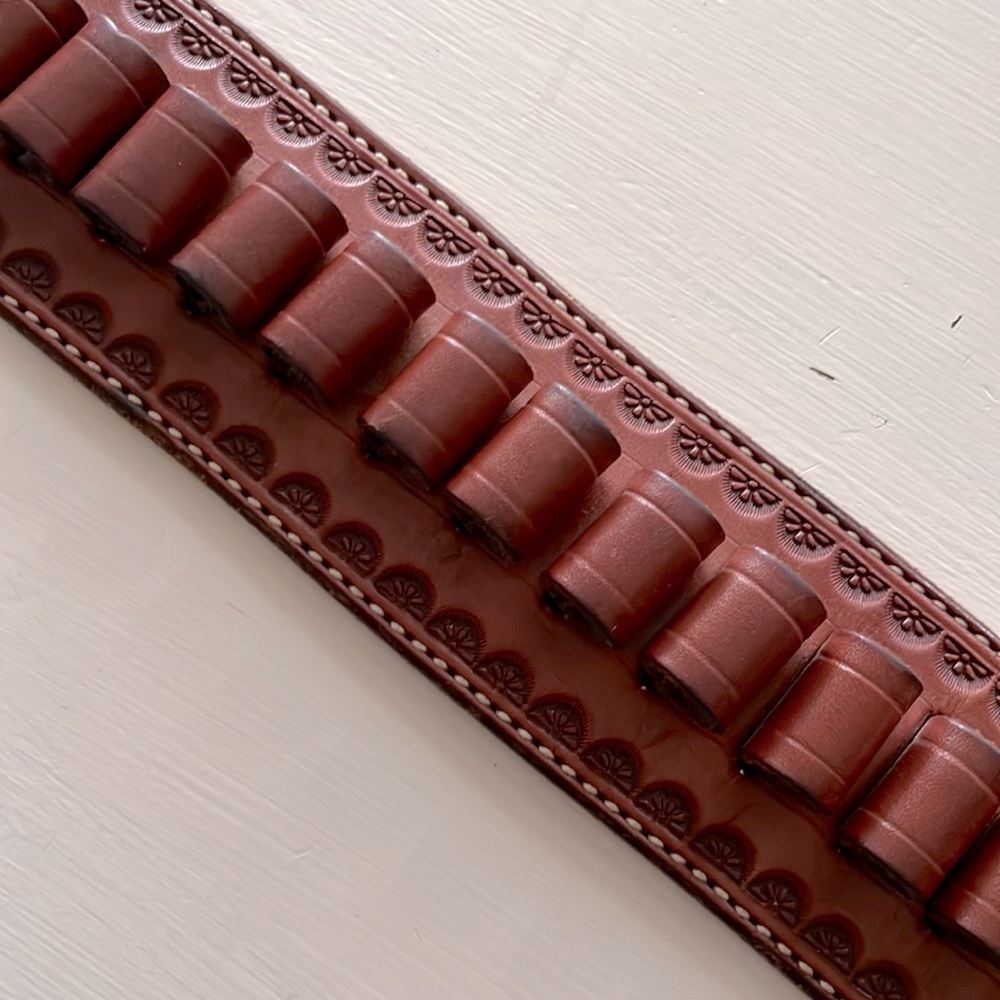 Solid Hand Hammered Leather Cartridge/Bullet Belt… - image 2